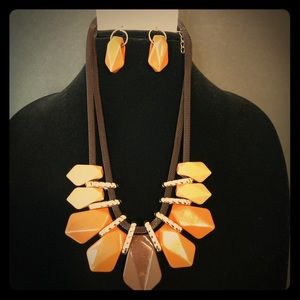 Resin pendants fashion necklace & earrings set.